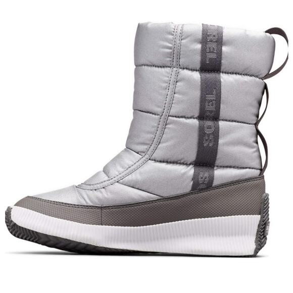 Sorel Puffy Mid Boots Women’s Gray Quilted Winter Snow Waterproof  Size 5.5  NEW - Picture 1 of 6